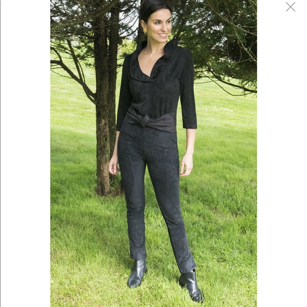 Gretchen Scott suede ruffleneck top NWT - Picture 4 of 4
